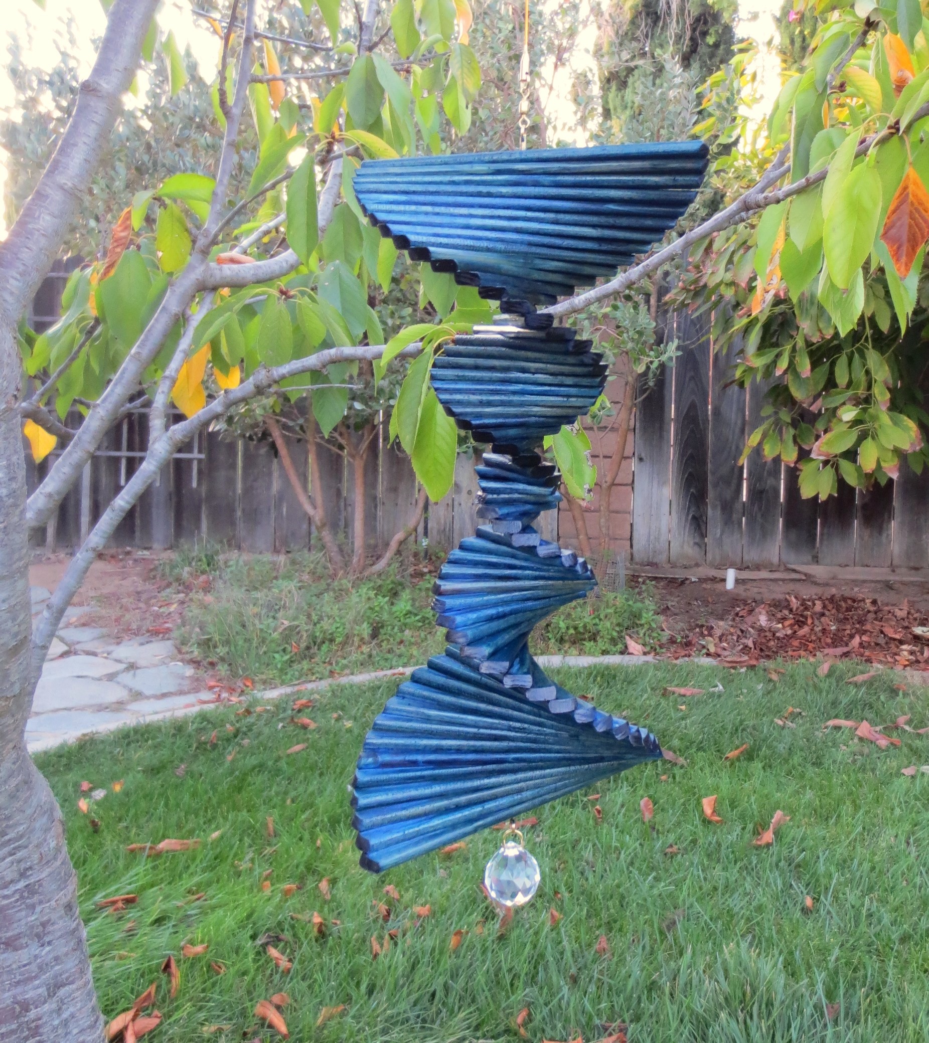 Blue Wooden Wind Spinner
